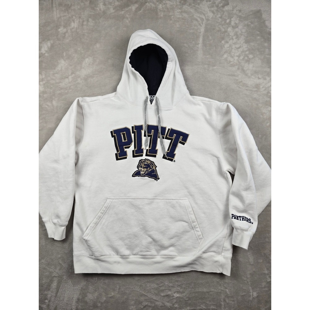 Pitt Panthers Hoodie Sweatshirt Mens XXL White Pittsburgh E5 *Read